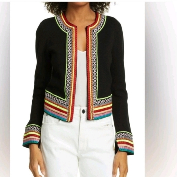 alice + oliva meemee embroidered open front jacket Size XS - Picture 4 of 12